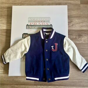 Janie and Jack Navy and White SNOOPY Varsity Jacket